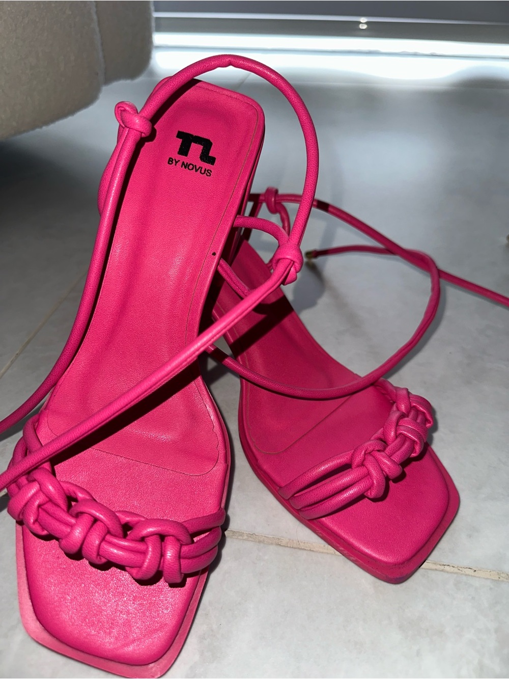 Hot Pink Knotted Strap Sandals